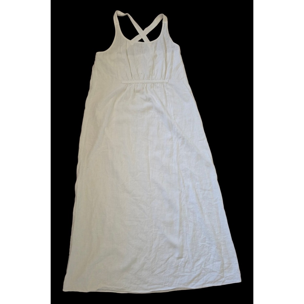 J.Crew White Lightweight Boho Cottagecore Resort Linen blend Maxi Dress sz S